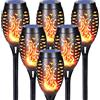 Qedertek Lampade Solari da Giardino - 6 Pezzi 12 LED Solare Torcia Luce con Effetto Fiamma, Luci Solare Esterno impermeabile IP65 Decorazione per Giardino, Cortile, Vialetto, Prato, Patio, Corridoio