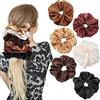 HICARER 6 Elastici Oversize per Capelli in Raso, Fascia Elastica in Seta Morbida Set Coda Cavallo (Bianco, Marrone Rossiccio, Nero, Caffè Leggero, Caffè Scuro, Marrone)