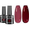 Senvenski Rosso Jelly Smalto Semipermanente per Unghie Kit, Gelatina Cristallo Traslucido Gel Arancia Grigio Ambra Colore UV LED Vernice Manicure Nail Art Regalo (CS2-009)