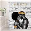 Riyidecor Tenda da doccia afroamericana nera re e regina afro coppia romantica uomo donna 152 x 182 cm vintage positiva citazione ispiratrice tessuto decorazione bagno poliestere ganci impermeabili