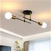 Osairous Lampadario Camera Da Letto Industrial, 2 Luci Plafoniera Sputnik, E27 Nero Oro Lampadario Soggiorno, Lampadari Cucina Industriale, Diametro 45cm
