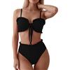 OUSIMEN Costumi da Bagno Donna Due Pezzi Bikini con Balze Vita Alta Push Up