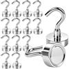 Orchideeknc 15 Pezzi Ø20mm Ganci Magnetici, Ganci Magnetici Extra Forti 14KG/30.9LBS, Gancio Magnetico Argento, Magnete con Gancio per Frigorifero