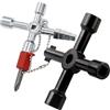 JOZMMZEOOA 2 Pezzi Chiave Quadrata Contatore,4 Vie Chiave Quadrata Universale Serrature 4 in 1 Chiaves Multifunzione Metallo Sfiato Termosifone Professionale,per Acqua,Contatori Elettrici,Ascensori