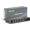 Davuaz-2.5G (Da-K10802WS) Switch Ethernet 2,5G non gestito con 8 porte 2,5G Base-T e 2 porte 10G SFP+, supporta 100/1000/2500Mbps, Plug & Play, switch di rete in metallo 2,5Gb