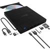 QUMOX Masterizzatore Esterno DVD/CD 8-in-1 USB 3.0 con USB-C, 3 Porte USB, Lettori Schede SD/TF, Masterizzatore Slim per Laptop, Windows 11/10/8/7, Linux, Mac OS