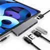 RREAKA Adattatore USB C per iPad Pro, 4K HDMI 6 in 1 USB C Hub per iPad Pro M4 M2 M1 13 12.9 11 inch, iPad Air 5 4 docking station, USB-C PD, USB 3.0, jack audio da 3,5 mm, iPad mini 6 accessori