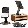 KMTOYS Supporto Telefono Scrivania et Porta Cellulare da Tavolo Rotazione a 360°, Multi-Angolo, Base in Metallo Antiscivolo, Porta Telefono Pieghevole e Portatile con tutti gli smartphone-Nero