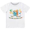 Handmade T-shirt in cotone adatto al compleanno 1 anno con tema dinosauro (Bianco, 3/4 anni)