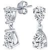 Bling Jewelry Orecchini pendenti eleganti classici da sposa semplici 5CT AAA zirconi cubici chiari a doppia goccia a forma di pera solitario CZ per ballo di fine anno in argento sterling .925 misure 8MM