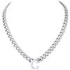Richsteel Lettera C Collana Uomo Argento Collana Cubana 7 MM Uomo Acciaio 46+5 CM Collana Iniziale Cuban Chain San Valentino Regalo Uomo