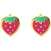 Monde Petit Orecchini Bambini Ragazza Oro Giallo 9K Fragola Smalto Multicolore Lucido - Scatola Regalo - Certificato di garanzia - Mondepetit