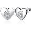 Jrêveinfini Cuore Orecchini Donna Argento 925, Lettera Iniziale G - Orecchini Bambina Ragazza Anallergici, Piccoli Nichel Free Bimba Sposa Brillanti, Regalo Donna Compleanno Bambina