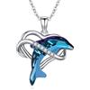 OHAYOO Collana a forma di delfino, in argento Sterling 925, con ciondolo a forma di cuore, per donne e ragazze