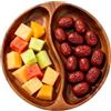 Tissting Vassoio In Legno, Ciotola Per Insalata Con Due Scomparti, Vassoio Rustico Per Alimenti, Insalate, Frutta, Pane, Insalatiera In Legno, per Chiavi D'Ingresso (2 Scomparti L 26 cm)