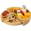 YEENAIV in Legno Tagliere Aperitivo, Rotonda e Girevole Latagliere per Formaggio Set 3 Coltelli 1 Forchetta, Tagliere Legno Regalo Casa Nuova