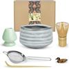 Artcome Kit per cerimonia del tè giapponese, ciotola tradizionale per matcha, frusta, paletta da tè, colino in polvere, set da tè matcha per preparare latte Usucha, Koicha e Matcha (grigio)