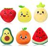 Aoriher 6 Giocattoli di Peluche di Frutta Carini Portachiavi con Mini Avocado Fragole Arancia per Zaino Borsetta Regali per San Valentine Regali di Scambio Premi in Classe per Bambini e Studenti