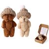 TOYMIS 2 Set di Orsetti in Scatola con Cappello, Mini Orsetto Positivo Fatto a Mano con Biglietto di Incoraggiamento per Amici Familiari e Colleghi Regalo (Cachi, Marrone Scuro)