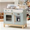 ROBOTIME Cucina in Legno per Bambini con luci, Suoni e Dispenser Ghiaccio | Design Blu con Forno, Lavello, Piano Cottura e Accessori, per Giochi di Ruolo dai 3 Anni e Come Idea Regalo