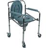Mobiclinic®, Sedia WC, Pieghevole, WC portatile, Secchio rimovibile, Braccioli, Sedile ergonomico, Fino a 100 kg, Ruote con freno, Piedini antiscivolo, Acciaio, Leggero, Muelle