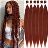 Xusuperb 6 confezioni di extension per capelli rossi rame pre-stirati, 76 cm, colore rosso rame rame, facili trecce, ad acqua calda, morbide, yaki, fibra sintetica di kanekalon (350#)