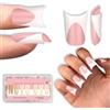 NOVO OVO Duck Nails Short extra spessi con Moon Curve Milk White French Tips Baby Pink Copertura completa per acrilico press-on Flare Wide French Soft Gel finto 15 misure, 240 pezzi