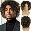 GNIMEGIL 35,6cm Parrucca Dreadlocks corta uomini Afro Bob ombré-marrone chiaro Crochet Twist capelli intrecciati capelli sintetici naturali Street Dance rete respirante