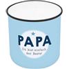 GRUSS & CO Candela in tazza con motivo Papa | Portacandele stampato, in porcellana, altezza 8,8 cm, diametro 8,4 cm | regalo, articolo decorativo | 74764
