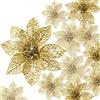 Boao 24 Poinsettia glitterata per albero di Natale, decorazione di Natale, 1,9 cm, oro