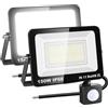 RIGIDON 2x 150W 15000lm faretto con pir sensore di movimento proiettori led | senza spina, 6000K bianco freddo, fari di Sicurezza, luci esterno per giardino garage patio terrazza cortile, impermeabile