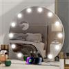 Kwanner Hollywood Vanity - Specchio cosmetico rotondo con luci, 50 cm, specchio per il trucco con 12 lampadine LED dimmerabili, porta di uscita USB, 3 modalità di illuminazione, da tavolo e da parete