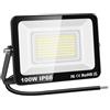 RIGIDON 1x 100W Luci da Esterno, 10000 Lumens Faretto Led, Fari di Sicurezza, Proiettore Led Esterno, Faretti LED Lampada Luce Bianca Freddo 6000K, IP66 Per Giardino Cortile Garage Piazza Officina