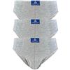 Armata di mare 3 Slip Mutande da Uomo Cotone Elasticizzato con Elastico Interno e Scritta Bianco Nero Grigio Blu (7/XXL, Grigio)