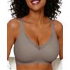HORISUN Reggiseni senza fili per le donne, senza ferretto, comodo, senza cuciture, reggiseno a copertura completa, reggiseno a rete in pizzo a V profondo per taglie forti, Pizzo Grigio, L