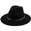 VASANA Cappello Fedora Classico Unisex in Misto Lana a Tesa Larga in Feltro Panama Trilby con Fibbia a Fascia Leopardata Perfetto per Uomini Donne Feste di Nozze Talent Show