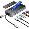 ORICO 8-in-1 USB C Docking Station con Case SSD M.2, USB C Hub per SSD M.2 NVMe/SATA, 10Gbps, 4K@60Hz HDMI, 100W PD, Lettore di Schede SD/TF, Lunghezza del Cavo 15 cm - OM28P