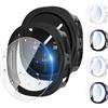 Kamita [4+4Pezzi] Custodia Compatibile con Samsung Galaxy Watch 8 40mm, 4 Duro PC Bumper Case+4 Chiaro Protezione per Schermo in Vetro Temperato per Samsung Watch8 40 (Chiaro+Nero+Blu+Argento)