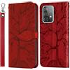 MUMOYAN Cover per Samsung Galaxy A52 5G Custodia Libro Protettiva Caso Premium PU Pelle Flip Portafoglio Case con Kickstand Magnetica Chiusa Porta Carte per Samsung Galaxy A52 5G - Rosso