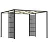 Outsunny Pergola per Esterno 3x3 m con Copertura Ondulata e Pannelli Laterali, in Metallo e Poliestere Nero