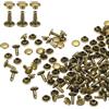 QUARKZMAN 60 Set Rivetti in Pelle Doppia Cappuccio, 6x8mm Tondo Rivetto Tubolari a Vite per Cuoio Chicago Metallo per Pelle Cintura Tessuto Collare Borsa Riparazione Decorazione, Bronzo