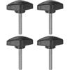 QUARKZMAN 4pz Manopole a T Vite a Testa Alata M5 x 35mm Manopole a T Plastica con Filettatura Maschio Standard Maniglie Manopole Serraggio a Mano Vite a Testa Zigrinata, Nero