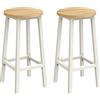 VASAGLE Set di 2 Sgabelli da Bar, Sedie da Cucina, Struttura in Metallo, Montaggio Facile, Alto 65 cm, con Poggiapiedi, per Cucina, Soggiorno, Sala da Pranzo, Beige Rovere e Bianco LBC032W09