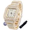 HALUKAKAH Orologio con Diamanti in Oro per Ragazzi,Adolescenti,Bambini - Placcato in Oro 18K,Quadrante Quadrato 40mm,Quarzo Giapponese - 20cm,con Strumento di Regolazione - per Compleanni,Feste