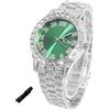 HALUKAKAH Orologio Diamanti Iced Out per Ragazzi Adolescenti - Placcato Platino, Quadrante Verde 42mm, Lunghezza 20cm, con Strumento di Regolazione - Scatola Regalo Dorata