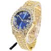 HALUKAKAH Orologio Diamanti Iced Out per Ragazzi Adolescenti - Placcato Oro 18 Carati, Quadrante Blu 42mm, Lunghezza 20cm, con Strumento di Regolazione - Scatola Regalo Dorata