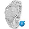 HALUKAKAH Diamanti Orologio Oro, Uomo Placcato Oro Bianco Platino 40MM Largo Ottagonale Tondo Componi Quarzo Cinturino 22cm, con Scatola Regalo
