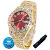 Halukakah Orologio con Diamanti in Oro per Ragazzi,Adolescenti,Bambini - Placcato in Oro 18K,Quadrante Rosso 42mm,Quarzo Giapponese - Lunghezza 20cm,con Strumento di Regolazione - per Compleanni,Feste