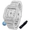 HALUKAKAH Orologio con Diamanti in Oro per Ragazzi,Adolescenti,Bambini - Placcato in Platino,Quadrante Quadrato 40mm,Quarzo Giapponese - 20cm,con Strumento di Regolazione - per Compleanni,Feste