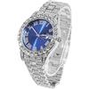 HALUKAKAH Orologio Oro con Diamanti per Uomo,Placcato Platino Quarzo Cinturino 24cm Quadrante Blu,con Pacco Regalo